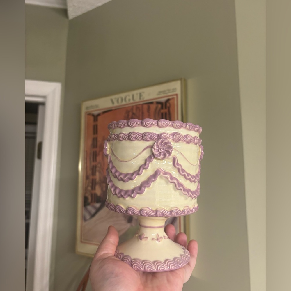 Urban Outfitters Pink and Cream Decorative Vase